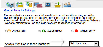 Global Security Settings